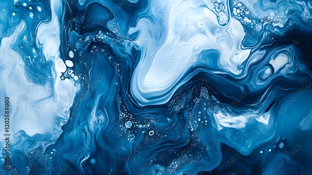 Abstract Blue And White Fluid Acrylic Painting Abstract Blue And White Fluid Acrylic Painting