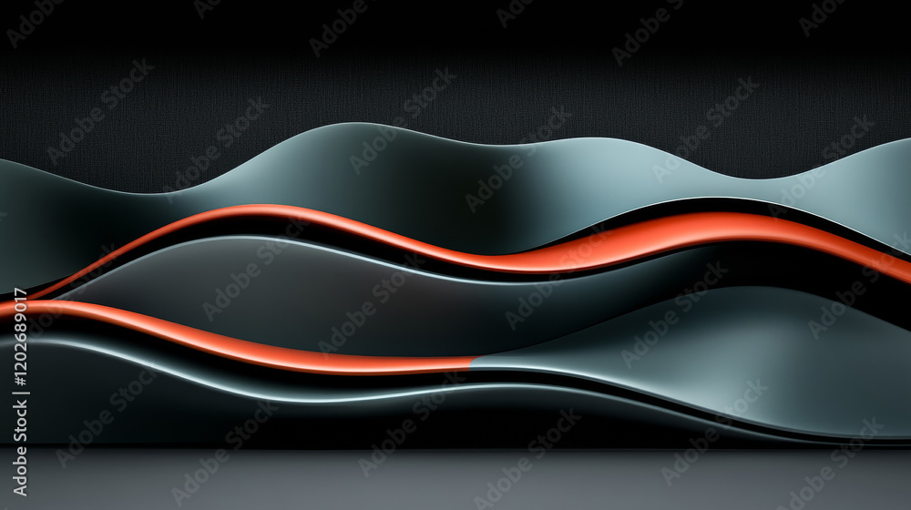 Fototapeta premium Abstract waves with red and black curves