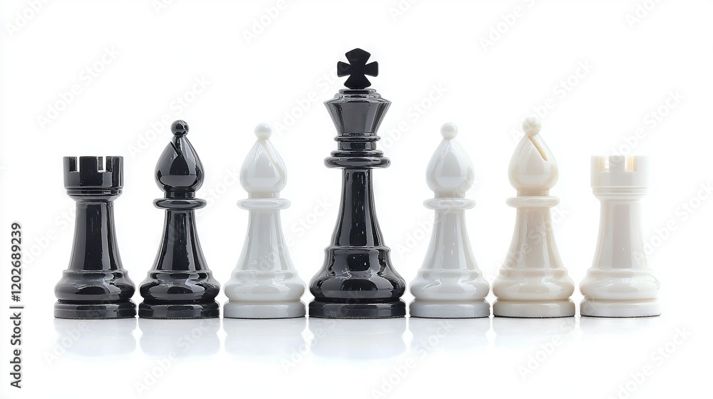 A black and white chess set sits atop a white table, with a black and white chess piece positioned beside it A black and white chess set sits atop a white table, with a black and white chess piece positioned beside it