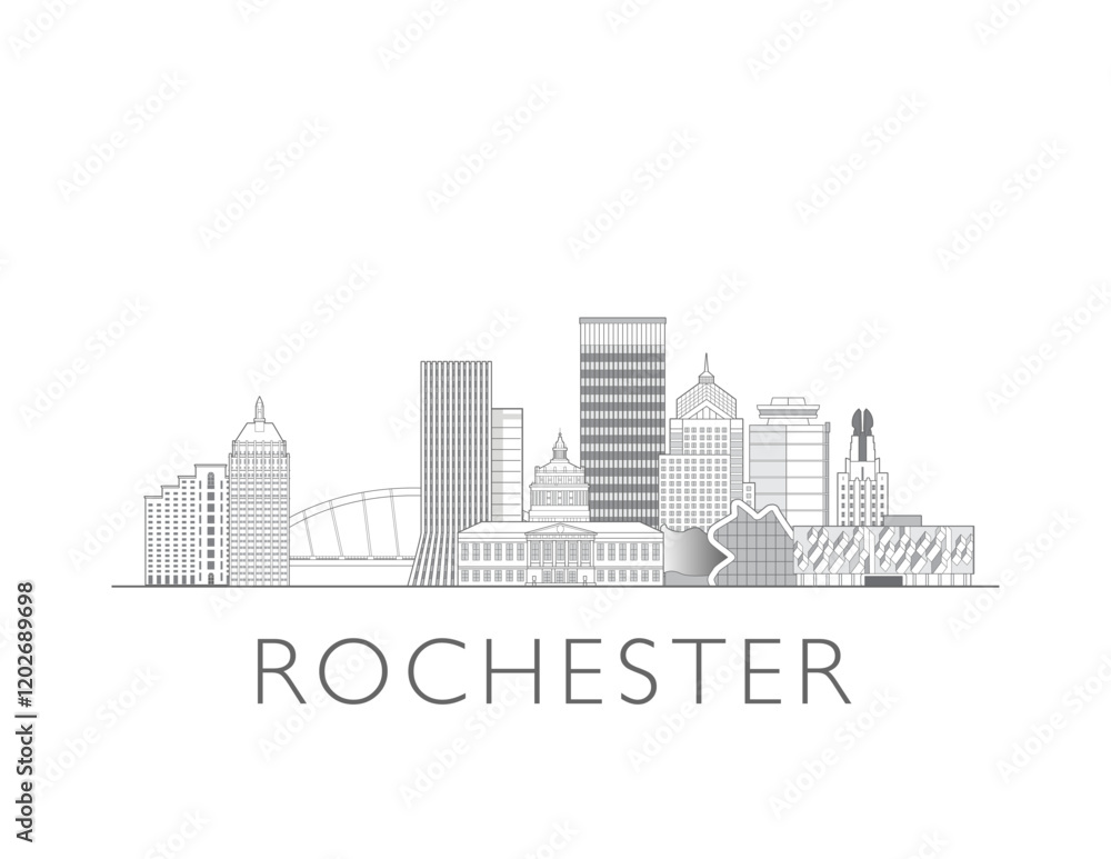 Rochester skyline cityscape vector illustration Rochester skyline cityscape vector illustration
