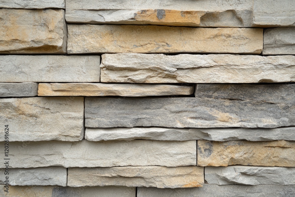 Textured stone wall, beige and gray tones Textured stone wall, beige and gray tones