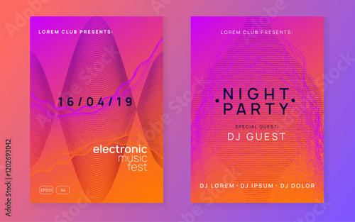 Party Event. Nightclub Radio Invitation. Night Club Design. Violet Dance Banner. Pink Dj Poster. Concert Vector. Fest Festival Graphic. Blue Party Event