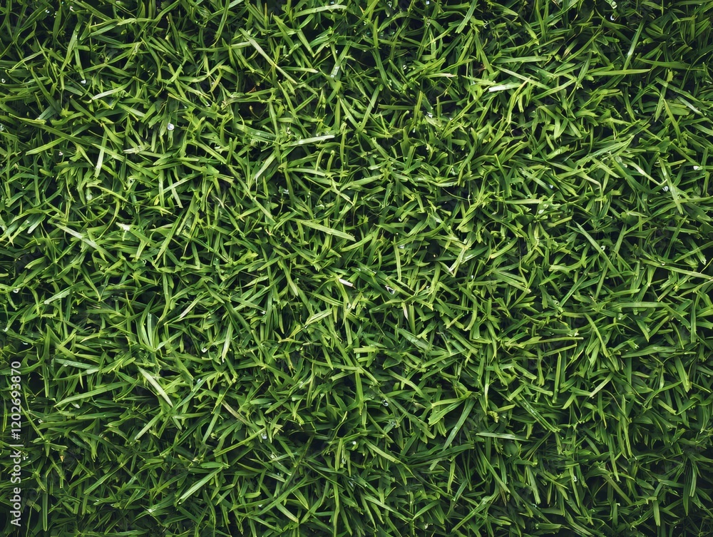 Close-up of lush, green grass with dew drops. Close-up of lush, green grass with dew drops.