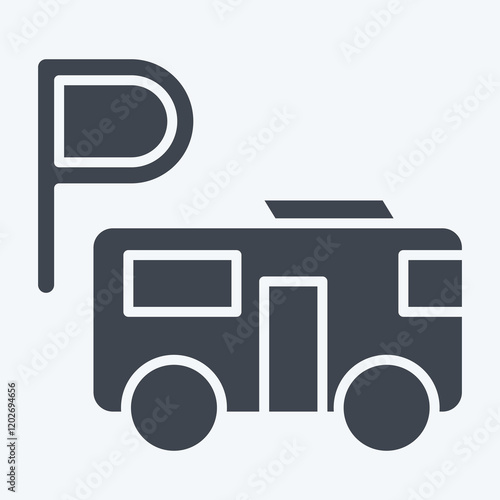 Icon Bus Parking. related to Parking symbol. glyph style. design editable