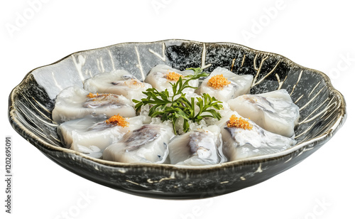 Fugu in Luxury Dish Isolated on Transparent Background, AI Generative Gourmet Art photo