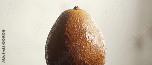 Single Ripe Avocado Against Light Background photo