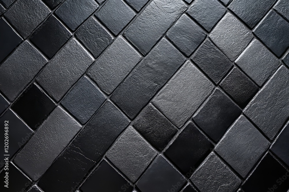 Fototapeta premium Dark gray tiles in a diagonal pattern