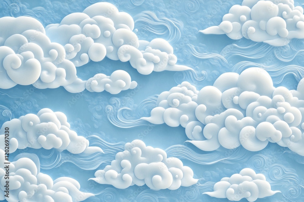 custom made wallpaper toronto digitalStylized clouds on a light blue background