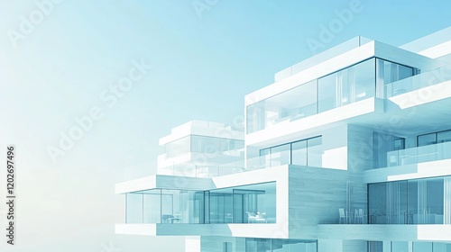 Wallpaper Mural Modern white apartment building with balconies and large windows. Torontodigital.ca