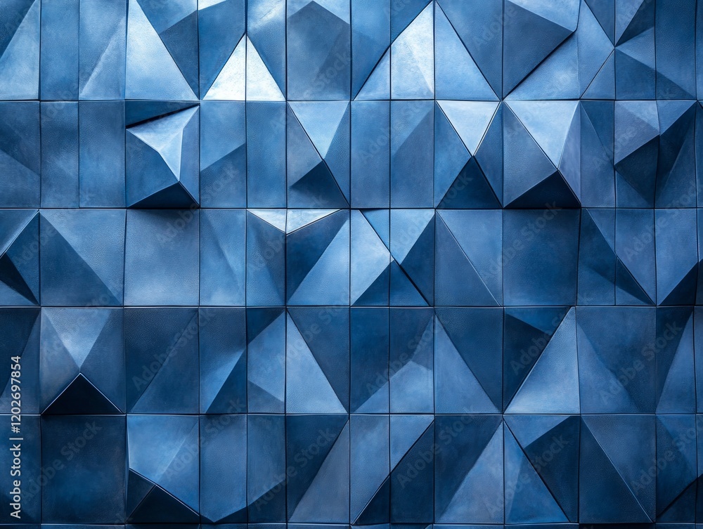 Fototapeta premium Abstract geometric blue wall texture