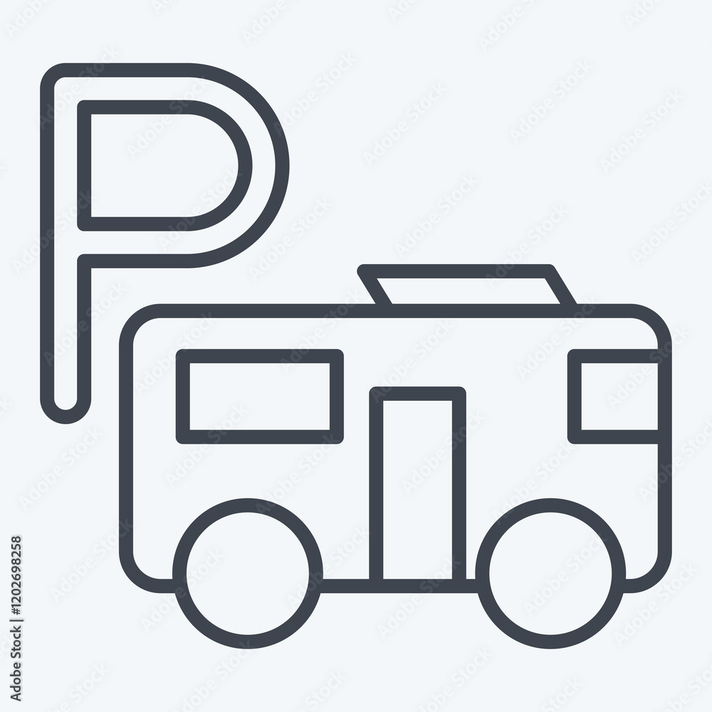 Icon Bus Parking. related to Parking symbol. line style. design editable Icon Bus Parking. related to Parking symbol. line style. design editable