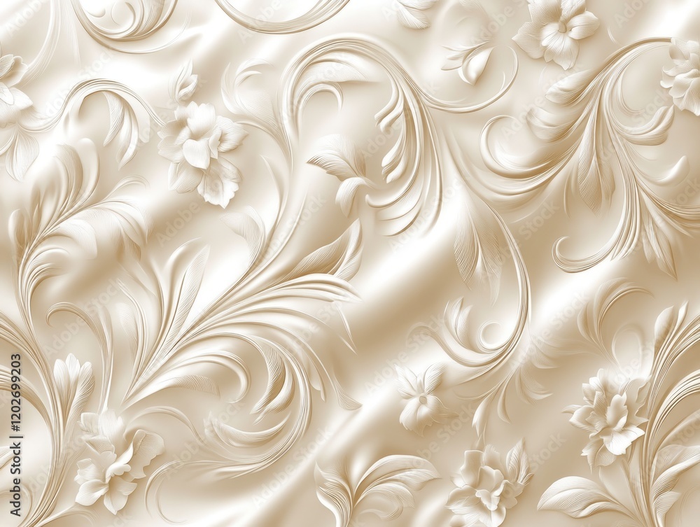 Elegant floral pattern on a beige textured background. Elegant floral pattern on a beige textured background.