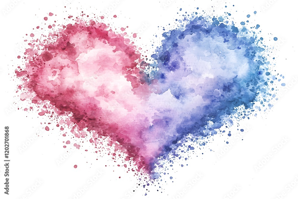 Obraz premium Soft color watercolor art creating a romantic valentine's day love heart atmosphere