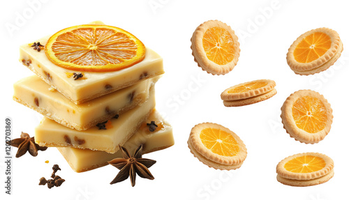 Realistic Orange-Spiced Shortbread Isolated on Transparent Background for Dessert Designs photo