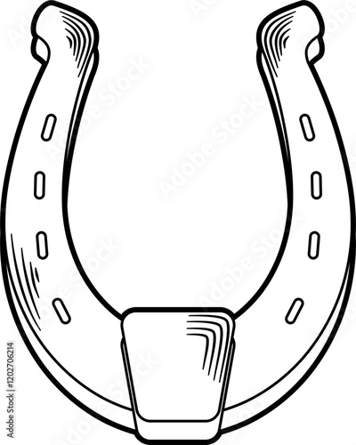 Vintage horse shoe engraving style hand drawn vector