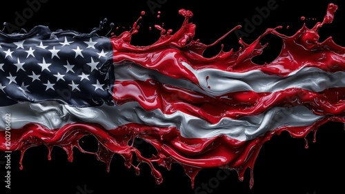 An artistic representation of the American flag in vibrant colors. photo