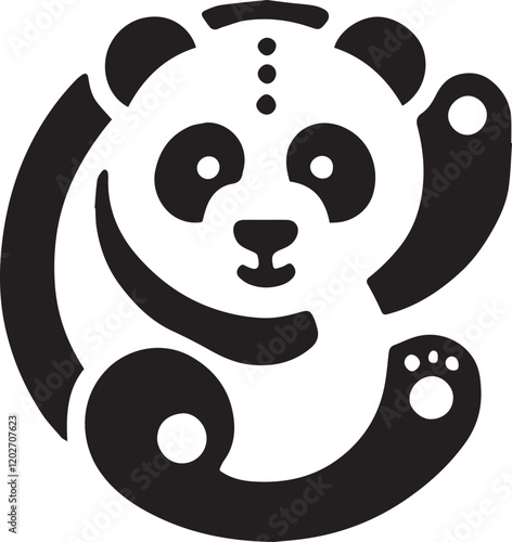 simple panda logo on black and white background photo