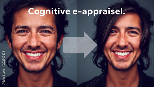 A person smiling after reinterpreting a negative event, showing the power of cognitive reappraisal photo