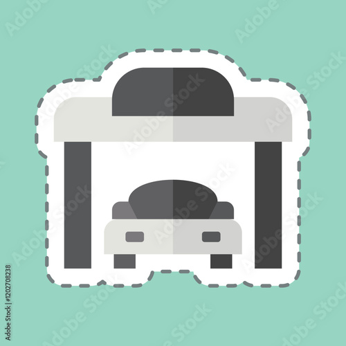 Sticker line cut Garage. related to Parking symbol. design editable