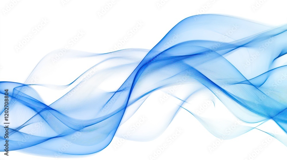 Obraz premium Abstract blue wave flowing on white background.