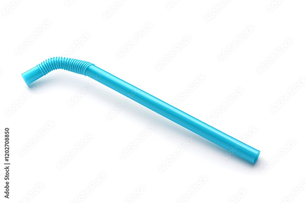 Cyan drinking straw isolated on white background Cyan drinking straw isolated on white background