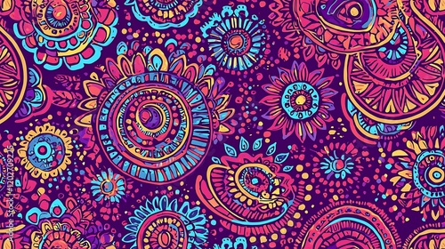 Colorful floral paisley pattern textile design