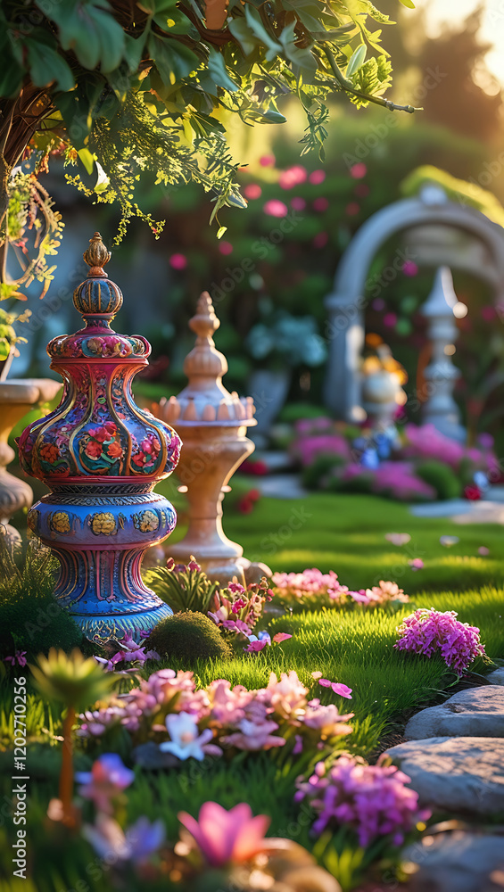 Fototapeta premium beautiful garden decorations, 8k, HD, created by generative ai