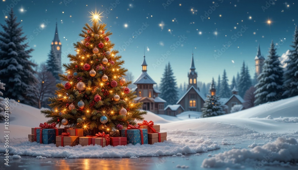 Obraz premium christmas tree and gifts