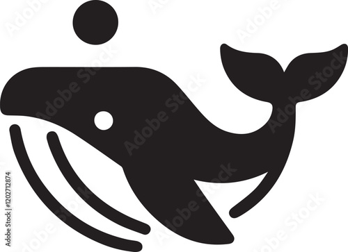 simple whale logo on black and white background