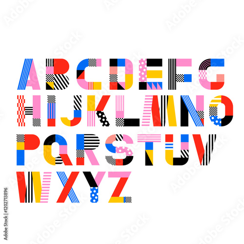 Colorful Memphis Style Alphabet Design Series