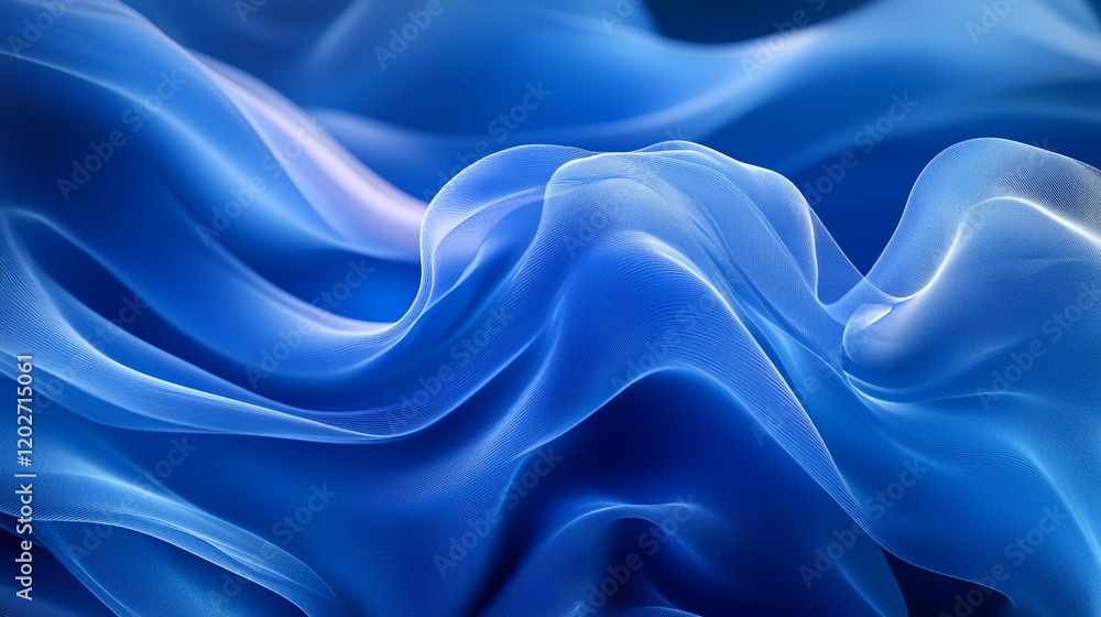 Obraz premium Soft blue fabric creates elegant waves and textures for artistic design inspirations