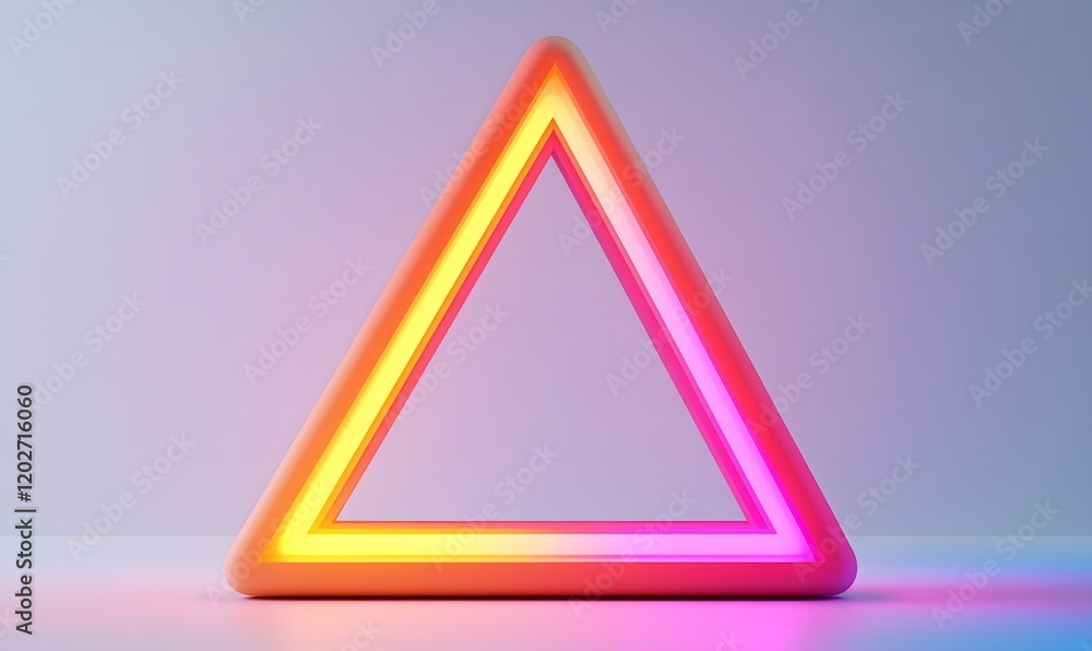 Glowing neon triangle frame on white background. Glowing neon triangle frame on white background.