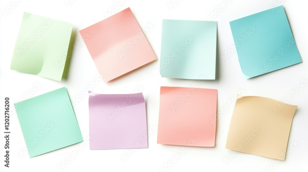 A bunch of colorful sticky notes are arranged in a row A bunch of colorful sticky notes are arranged in a row