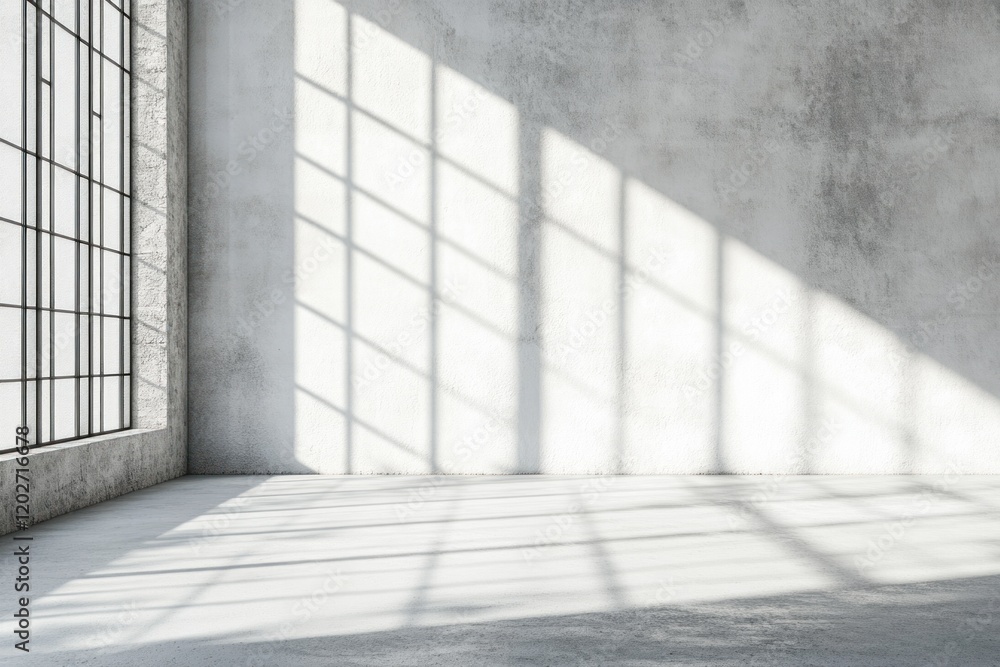 Sunlit industrial interior corner with large window. Sunlit industrial interior corner with large window.