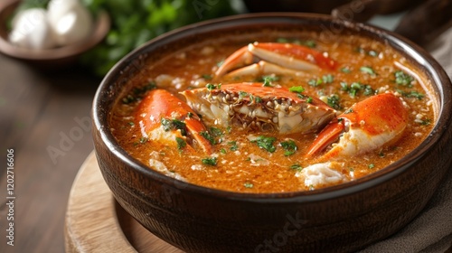 A bowl of tasty crab soup