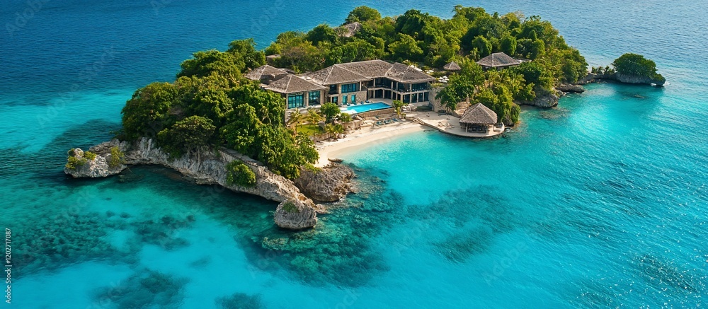Fototapeta premium Luxury Private Island Getaway: Secluded Tropical Paradise