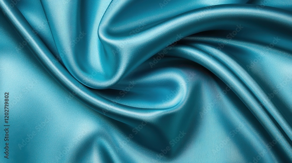 Obraz premium Draped teal silk fabric, luxurious texture. Ideal for fashion, beauty, and luxury product promotions.