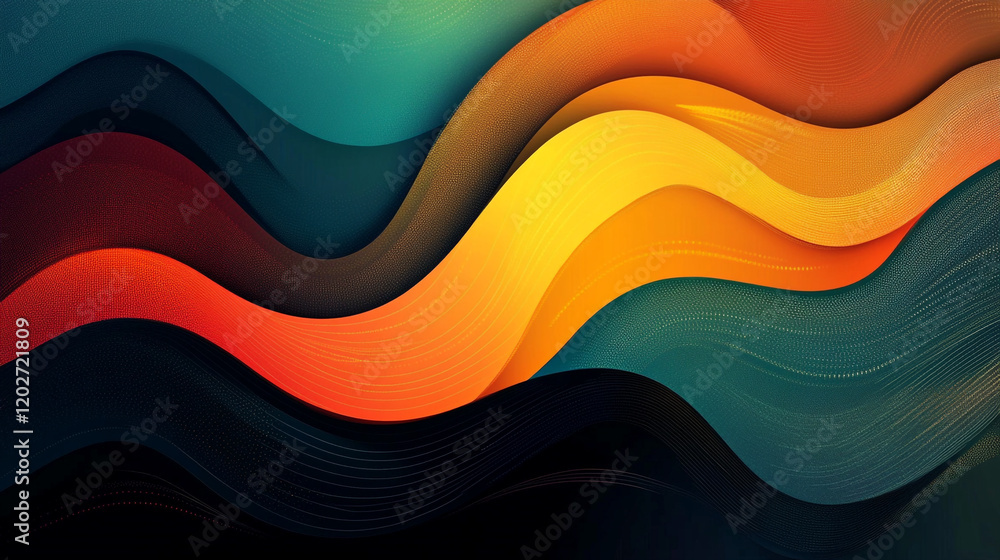 Colorful abstract waves create a modern art effect in vibrant hues and smooth textures Colorful abstract waves create a modern art effect in vibrant hues and smooth textures
