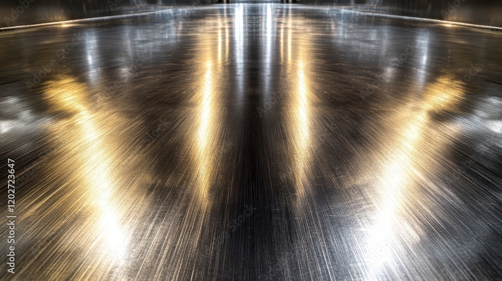 Brushed Metal Surface Texture Golden Light Reflections Industrial Background Abstract Design Brushed Metal Surface Texture Golden Light Reflections Industrial Background Abstract Design