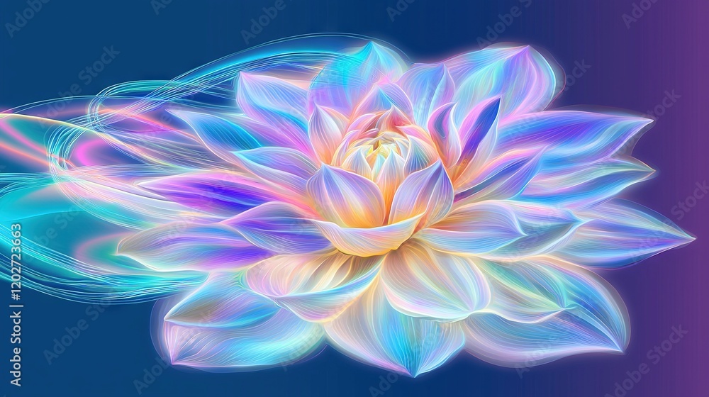 Obraz premium Digital artwork featuring a bloom on a blue and purple canvas with a pink core at its center