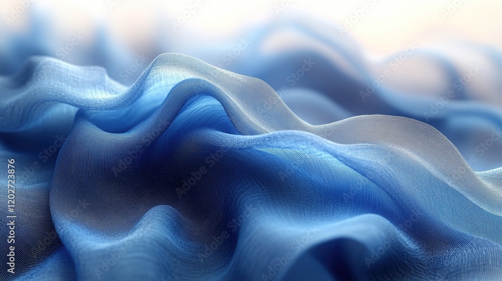 Obraz premium Soft, flowing blue fabric creates a serene and tranquil visual effect.