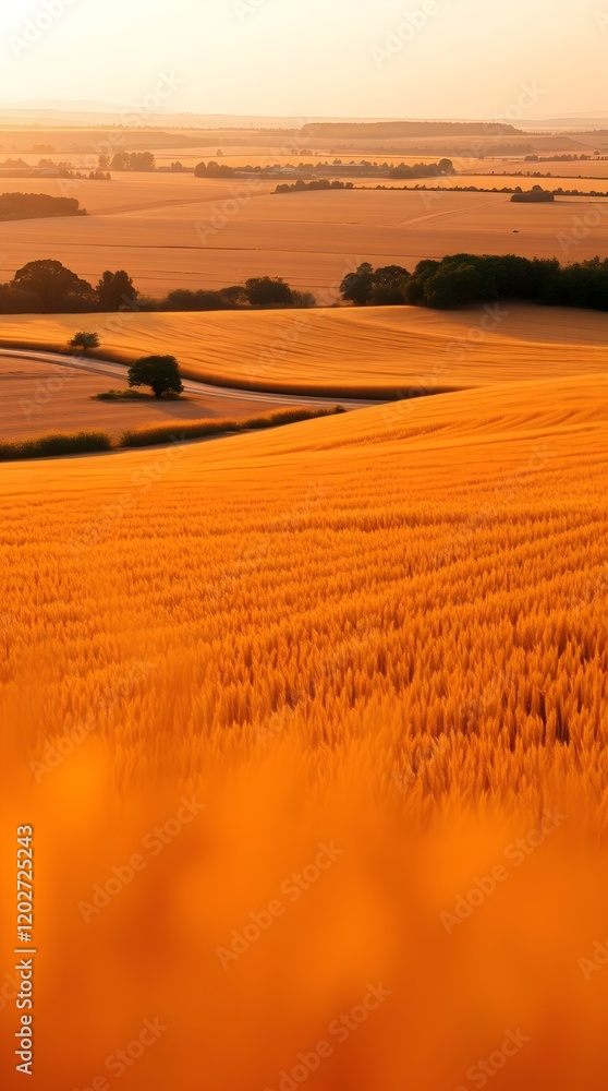 Obraz premium Golden Fields, High-Angle Perspective