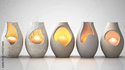 Modern Table Lamps Collection on White Background Generative AI