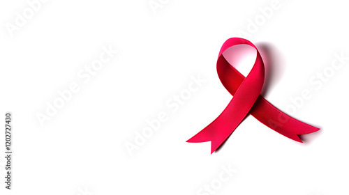 Red ribbon on solid background indicating awareness from cancer, world cancer day design 4th February photo