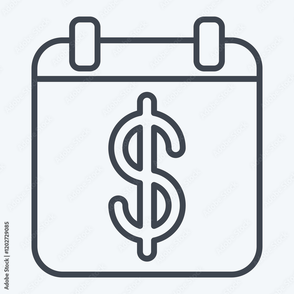 Icon Savings Calendar. related to Savings symbol. line style. design editable Icon Savings Calendar. related to Savings symbol. line style. design editable