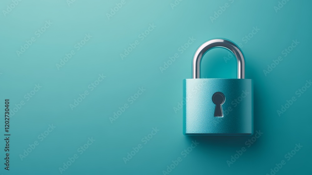 Closed padlock on blue background, a symbol of security, privacy, and data protection Closed padlock on blue background, a symbol of security, privacy, and data protection