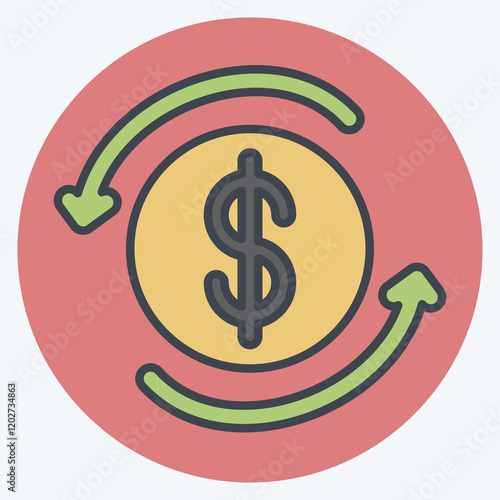 Icon Automatic Savings. related to Savings symbol. color mate style. design editable