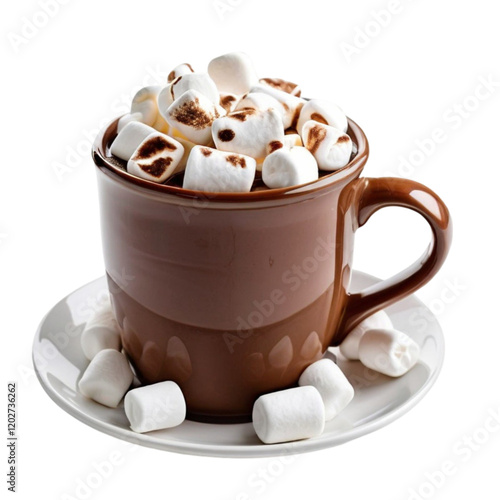 Delicious Hot Chocolate Mug with Toasted Marshmallows Cozy Winter Drink photo