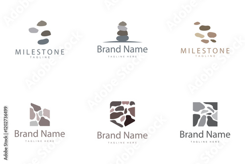 Stone Vector Logo, Stone Design Balance Milestone Vector Templet Symbol Illustration bundle set collection