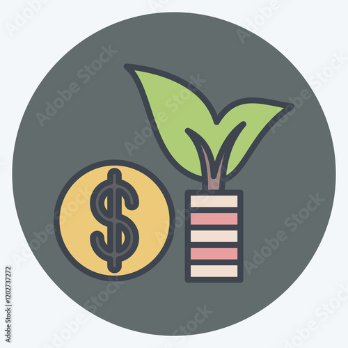 Icon Growing Coin. related to Savings symbol. color mate style. design editable